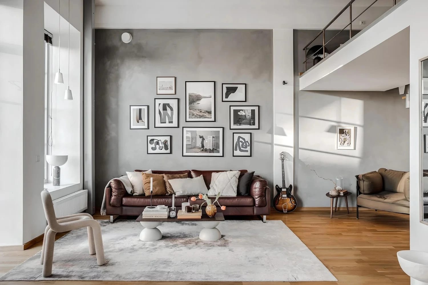 Living room with a gallery wall