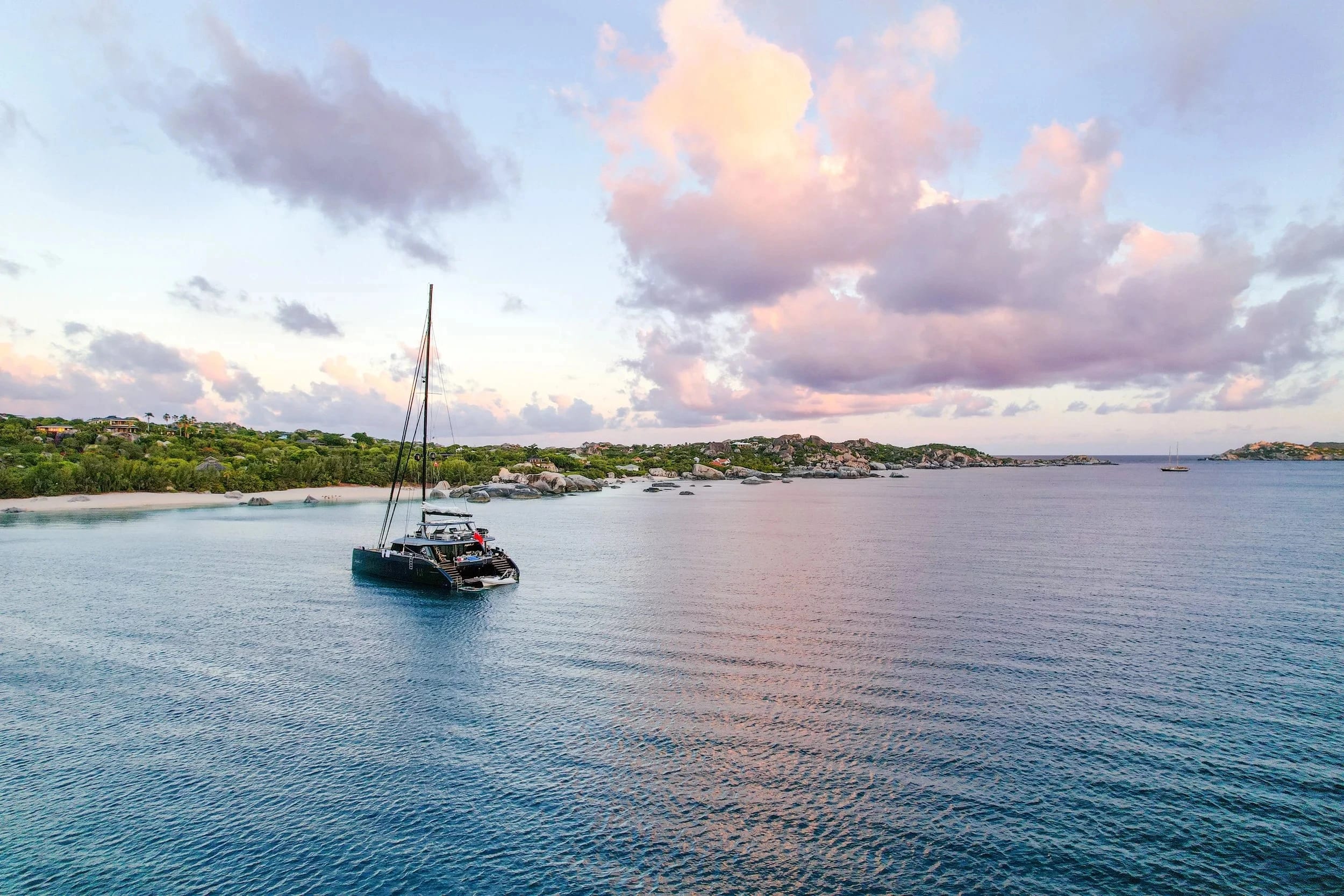 Catamaran at sunset